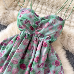 Romantisches Strapskleid mit Blumenmuster für den Sommer für Damen