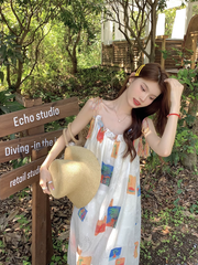 Damen Sommerkleid mit Blumenmuster und Trägern