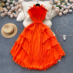 Sommerliches oranges Chiffonkleid