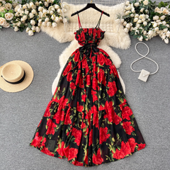 Damen Sommerkleid im Retro-Blumenmuster