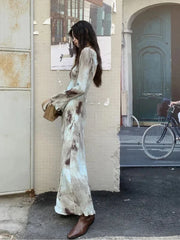 Vestido largo acampanado con efecto tie dye