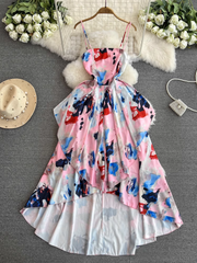 Damen Sommerkleid mit Strapsen und Retro-Print