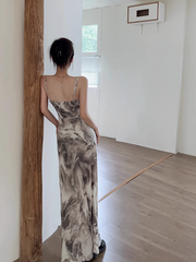 Damen Herbst Methode der Tuschemalerei Hosenträgerkleid