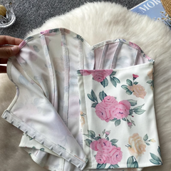 Summer new print cropped chic top