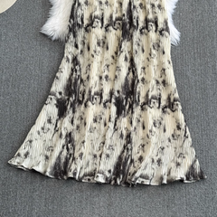 Sommerliches Neckholder-Off-Shoulder-Kleid im Retro-Design, lockeres, ärmelloses A-Linien-Kleid mit verschmierten Hosenträgern