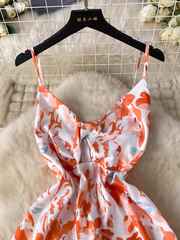 Damen Sommerkleid mit Blumenmuster und Trägern