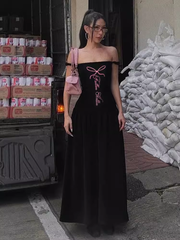 Schulterfreies langes Kleid