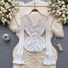 Women's autumn ruffled long sleeve blouses