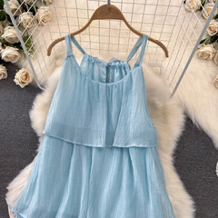 Blaues A-Linien-Kleid, Strandurlaub, Strandkleid
