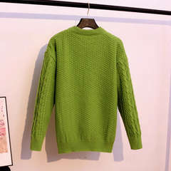 Women's autumn winter green twist sweater