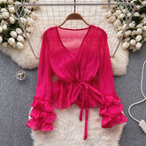 Women's short chiffon top