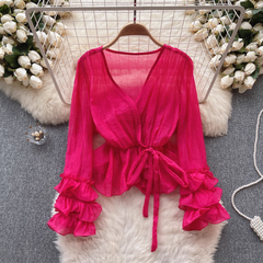 Women's short chiffon top