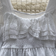 Women's autumn ruffled square collar puff sleeve blouses