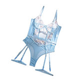 Durchsichtiger Jumpsuit mit Spitzenstickerei und Stahlspiralen