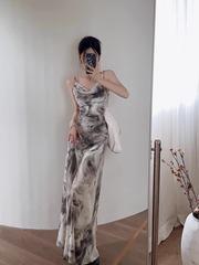 Damen Herbst Methode der Tuschemalerei Hosenträgerkleid