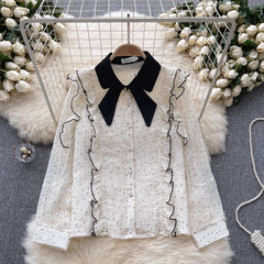 Women's autumn polka dot blouses