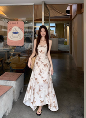 Damen Sommer Trägerkleid mit Schmetterlings-Print