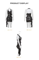 Vestido mini con cuello halter negro