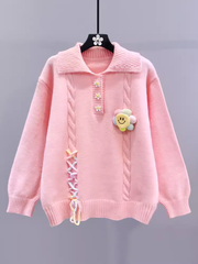 Suéter de cuello polo estilo universitario otoño e invierno.