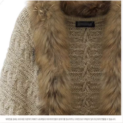 Cárdigan de punto, capa, chal, mangas de murciélago, abrigo con cuello de piel