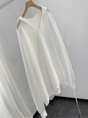 Lässiger Strickjacke mit Kapuze im Lazy Style