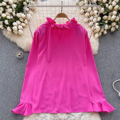 Women's fall long sleeve blouses with fungus