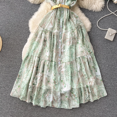 Chiffonkleid mit Rüschenärmeln und Blumenmuster für Damen