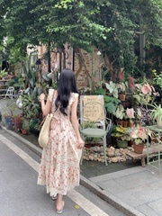 Women's French retro floral dress