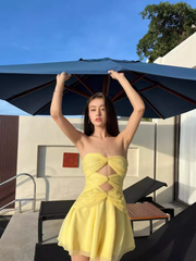 Yellow A-line Mini Dress