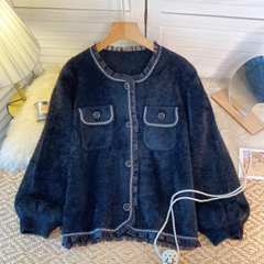 Women's fall and winter knitted sweater jacket