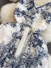 Damen Sommerkleid mit Strapsen und Retro-Print