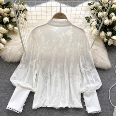 Women's Puff Sleeve Lace Blouses
