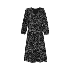 Schwarzes Chiffonkleid mit Blumenmuster