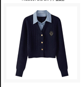 Pullover im College-Stil Herbst und Winter neuer gefälschter zweiteiliger Pullover Britischer Polokragen