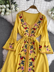 Vestido playero largo bohemio con escote en V