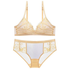 Ultradünnes BH-Set mit Spitzenstickerei ohne Stahlring