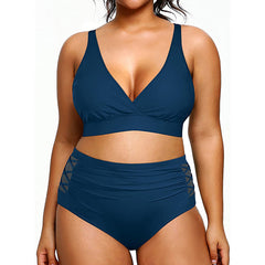 Super stylischer Bikini mit hoher Taille, V-Ausschnitt und elastischem Verschluss für Damen