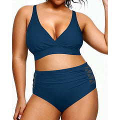 Super stylischer Bikini mit hoher Taille, V-Ausschnitt und elastischem Verschluss für Damen