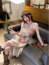 Hosenträgerkleid mit Tintendruck für Damen