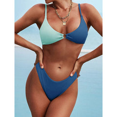 Zweiteiliger gerippter O-Ring-Badeanzug für Damen