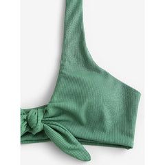 Gerippter, zweiteiliger Badeanzug mit Knotendetail für Damen