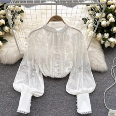 Women's Puff Sleeve Lace Blouses