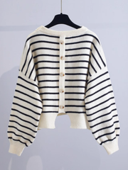 Women's spring and autumn striped sweater loose lazy style knitted sweater
