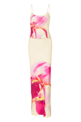 Floral Print Cami Slim Fit Maxi Skirt Matching Set - Beige