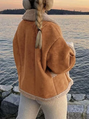 Chaqueta de manga larga con cuello peludo