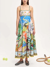 Printed suspender sunflower skirt holiday style dress
