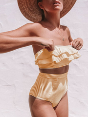 Bikini de dos piezas de cintura alta estilo vintage tropical