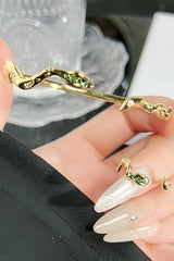 Rhinestone Snake - Shaped Irregular Open Bracelet Open Rings Jewelry Set