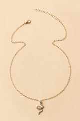 Alloy Snake Pendant Fashionable Necklace - Gold