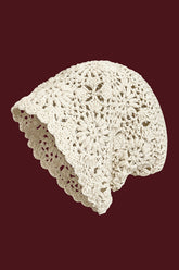 Boho Style Hand - Woven Floral Hollow Out Knit Beanie